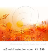 Vector Illustration of a Halloween Background with Bubbles and Sketched Icons by AtStockIllustration