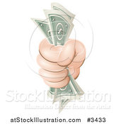 Vector Illustration of a Hand Clutching Cash Money by AtStockIllustration