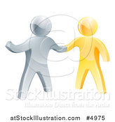 Vector Illustration of a Handshake Between 3d Gold and Silver Men by AtStockIllustration