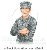 Vector Illustration of a Handsome Caucasian Male Soldier with Folded Arms by AtStockIllustration