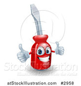 Vector Illustration of a Happy 3d Compact Screwdriver Character Holding Thumbs up by AtStockIllustration