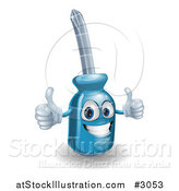 Vector Illustration of a Happy 3d Compact Screwdriver Character Holding Two Thumbs up by AtStockIllustration