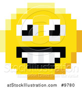 Vector Illustration of a Happy 8 Bit Video Game Style Emoji Smiley Face by AtStockIllustration