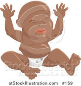 Vector Illustration of a Happy African American Baby Sitting with His Hands up by AtStockIllustration