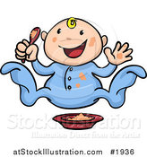 Vector Illustration of a Happy Baby with Food by AtStockIllustration