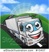 Vector Illustration of a Happy Big Rig Lorry Truck Mascot on a Country Road by AtStockIllustration