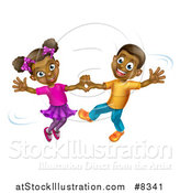 Vector Illustration of a Happy Black Boy and Girl Dancing by AtStockIllustration