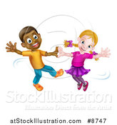 Vector Illustration of a Happy Black Boy and White Girl Dancing by AtStockIllustration