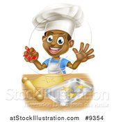 Vector Illustration of a Happy Black Boy Chef Making Star Cookies by AtStockIllustration