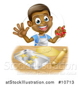 Vector Illustration of a Happy Black Boy Making Star Shaped Cookies by AtStockIllustration