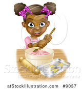 Vector Illustration of a Happy Black Girl Making Star Cookies and Frosting by AtStockIllustration