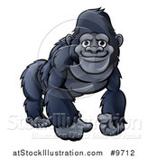 Vector Illustration of a Happy Black Gorilla by AtStockIllustration