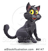 Vector Illustration of a Happy Black Halloween Cat with Yellow Eyes by AtStockIllustration