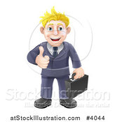 Vector Illustration of a Happy Blond Businessman Holding a Thumb up by AtStockIllustration