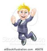 Vector Illustration of a Happy Blond Businessman Jumping by AtStockIllustration