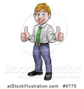 Vector Illustration of a Happy Blond Caucasian Business Man Giving Two Thumbs up by AtStockIllustration