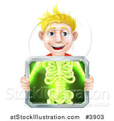 Vector Illustration of a Happy Blond Man Holding an Xray Screen over His Torso by AtStockIllustration