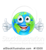 Vector Illustration of a Happy Blue and Green Earth Mascot Giving Two Thumbs up by AtStockIllustration