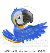 Vector Illustration of a Happy Blue and Yellow Macaw Parrt Presenting a Sign by AtStockIllustration