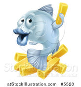 Vector Illustration of a Happy Blue Cod Fish and Chips Fries by AtStockIllustration