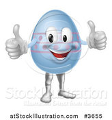 Vector Illustration of a Happy Blue Easter Egg Mascot Holding Two Thumbs up by AtStockIllustration