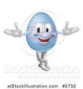 Vector Illustration of a Happy Blue Easter Egg Mascot with Pink Polka Dots by AtStockIllustration