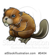 Vector Illustration of a Happy Blue Eyed Beaver by AtStockIllustration