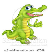 Vector Illustration of a Happy Blue Eyed Crocodile Presenting to the Right by AtStockIllustration