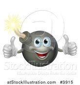 Vector Illustration of a Happy Bomb Mascot Holding Two Thumbs up by AtStockIllustration