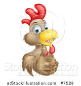 Vector Illustration of a Happy Brown Chicken or Rooster Giving a Thumb up by AtStockIllustration