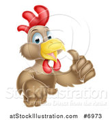 Vector Illustration of a Happy Brown Chicken or Rooster Holding up a Thumb by AtStockIllustration