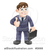 Vector Illustration of a Happy Brunette Businessman Holding a Thumb up by AtStockIllustration