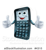 Vector Illustration of a Happy Calculator Mascot Holding Two Thumbs up by AtStockIllustration