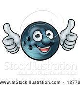Vector Illustration of a Happy Cartoon Bowling Ball Mascot Giving Two Thumbs up by AtStockIllustration