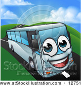 Vector Illustration of a Happy Cartoon Coach Bus Mascot by AtStockIllustration