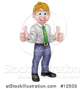 Vector Illustration of a Happy Caucasian Business Man Giving Two Thumbs up by AtStockIllustration