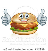 Vector Illustration of a Happy Cheese Burger Mascot Holding Two Thumbs up by AtStockIllustration