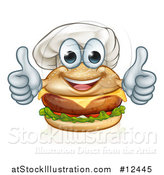 Vector Illustration of a Happy Cheeseburger Chef Character Giving Two Thumbs up by AtStockIllustration