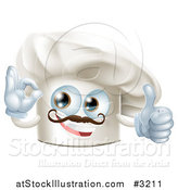 Vector Illustration of a Happy Chef Hat Mascot with a Mustache Holding a Thumb up and Gesturing Ok by AtStockIllustration