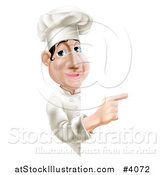 Vector Illustration of a Happy Chef Pointing Around a Menu or Sign Board by AtStockIllustration
