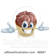 Vector Illustration of a Happy Chocolate Frosted Cupcake Smiling by AtStockIllustration