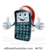 Vector Illustration of a Happy Christmas Calculator Holding a Thumb up by AtStockIllustration