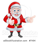 Vector Illustration of a Happy Christmas Santa Claus Giving a Thumb up and Pointing to the Right by AtStockIllustration