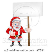 Vector Illustration of a Happy Christmas Santa Claus Holding a Blank Sign and Giving a Thumb up 2 by AtStockIllustration