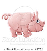 Vector Illustration of a Happy Chubby Pink Pig by AtStockIllustration