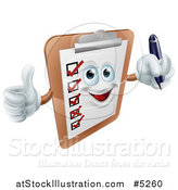 Vector Illustration of a Happy Clipboard Holding a Pen and Thumb up by AtStockIllustration