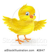 Vector Illustration of a Happy Cute Yellow Easter Chick Flapping Its Wings by AtStockIllustration