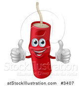 Vector Illustration of a Happy Dynamite Mascot Holding Two Thumbs up by AtStockIllustration