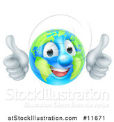 Vector Illustration of a Happy Earth Globe Mascot Giving Two Thumbs up by AtStockIllustration