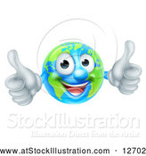 Vector Illustration of a Happy Earth Mascot Giving Two Thumbs up by AtStockIllustration